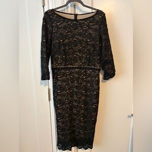 Alex Evenings Black Lace Long Sleeve Dress
